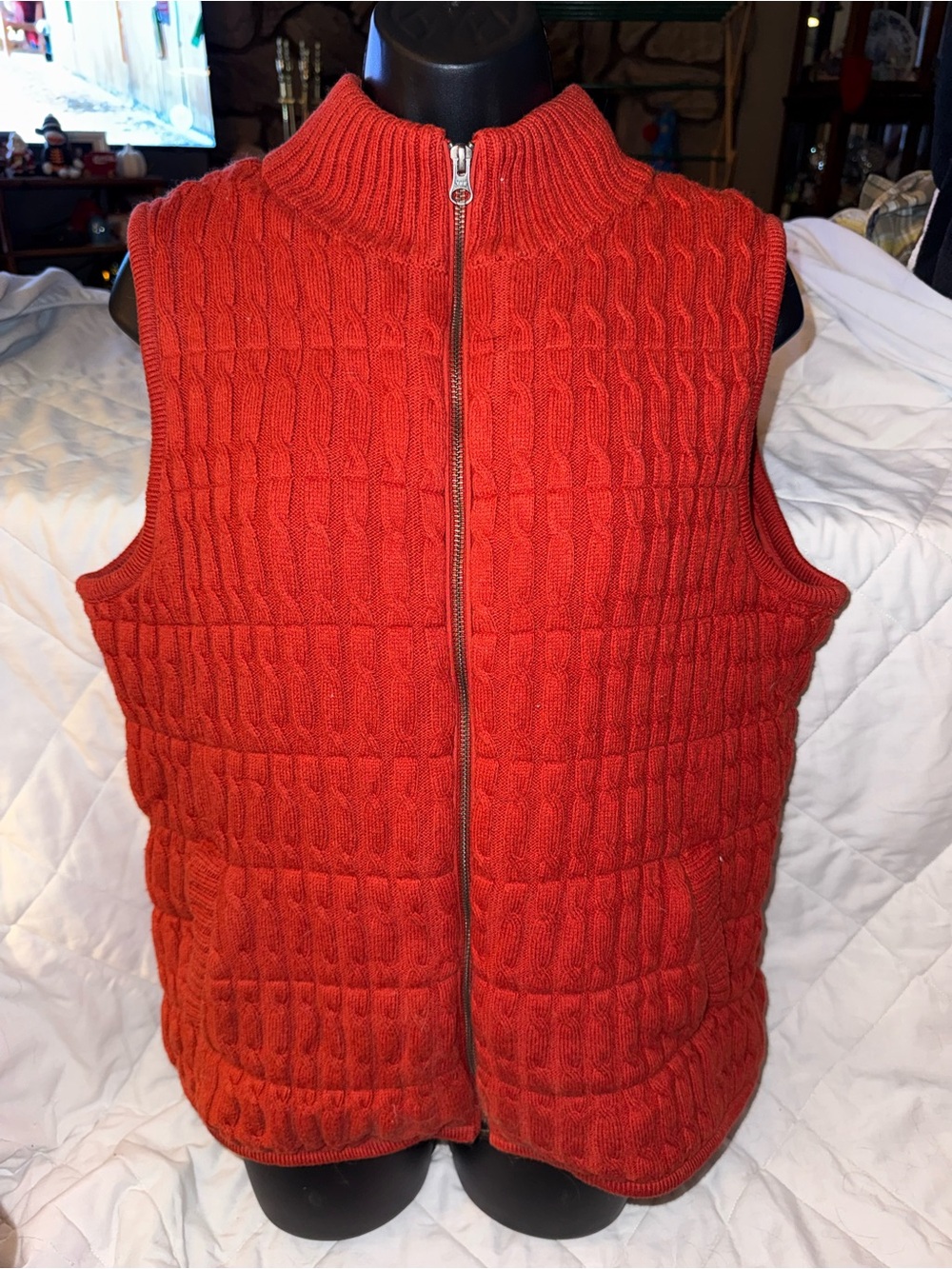 Talbots CABLE KNIT QUILTED VEST